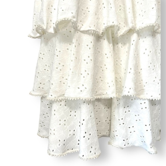 Anthropologie Encantadore White Eyelet Lace Ruffled Shashi Maxi Dress NWT - Picture 14 of 14